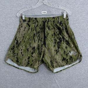 NFQ Mens Medium Green Camo Digital Print Active Athletic Shorts 5" Inseam